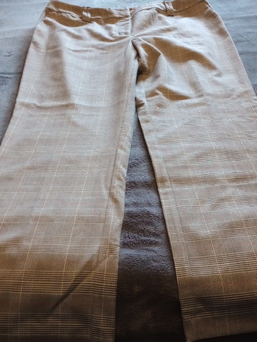villager Beige Plaid Women's Trousers